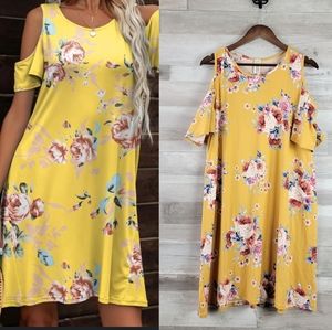 moa Collection USA Floral Round Neck Cold-Shoulder Dress Women's 3XL